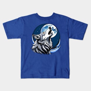 Wolf howling at moon tshirts Kids T-Shirt